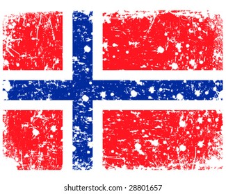 Vector illustration - Flag of Norway in retro style