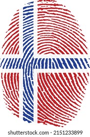 Vector illustration of the flag of norway in the shape of a fingerprint