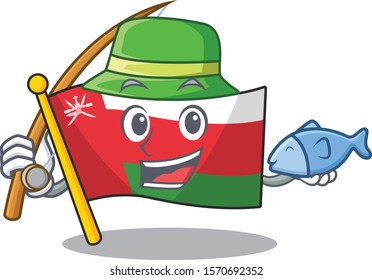Vector illustration of flag oman in a Fishing design