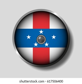 Vector illustration flag on a round shield