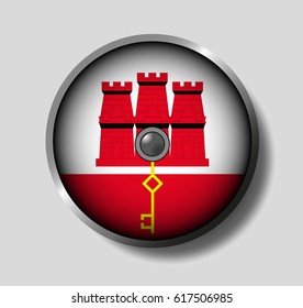 Vector illustration flag on a round shield