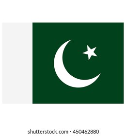 Vector illustration flag of Pakistan icon. Rectangle national flag of Pakistan. Pakistan flag button