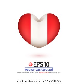 vector illustration of flag of Peru in valentine heart shape
