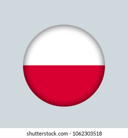 Vector illustration flag of Poland icon, Round national flag of Poland.