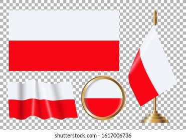 Vector illustration of the flag of Poland. Isolated image of the options of the flag of Poland.