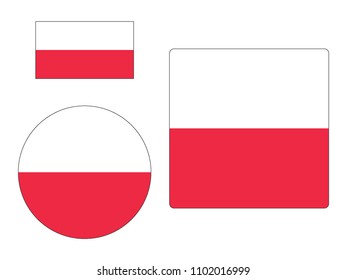 Vector illustration of Flag of Poland Set