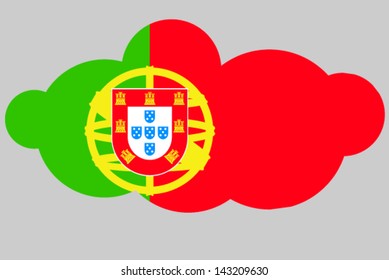 A vector illustration of the flag of Portugal in the shape of a cloud