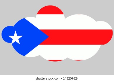 A vector illustration of the flag of Puerto Rico in the shape of a cloud