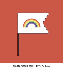 Vector illustration of flag with rainbow on red background 