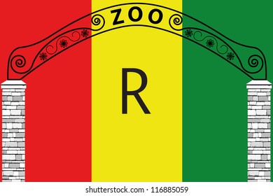 Vector Illustration of the flag of Rawanda with a zoo entrance
