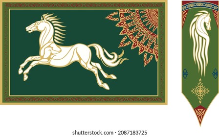 Vector illustration of flag of Realm of Rohan and Rohirrim banner... svg