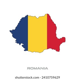 Vector illustration of the flag of Romania with black contours on a white background