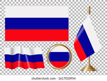 Vector illustration of the flag of Russia. Isolated image of the options of the flag of Russia.