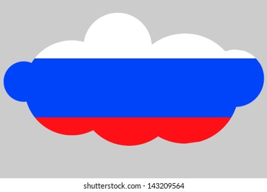 A vector illustration of the flag of Russia in the shape of a cloud