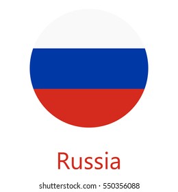 Vector Illustration Flag Of Russian Federation Icon. Round National Flag Of Russian Federation.