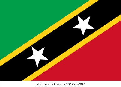 Vector Illustration Flag of Saint Kitts and Nevis for continue, Flag Of Saint Kitts and Nevis Isolated On White Background.