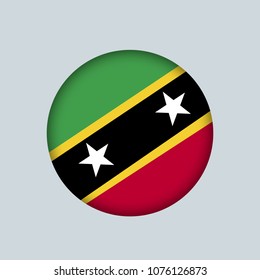 Vector illustration flag of Saint Kitts icon, Round national flag of Saint Kitts.
