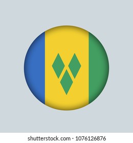 Vector illustration flag of Saint Vincent icon, Round national flag of Saint Vincent.