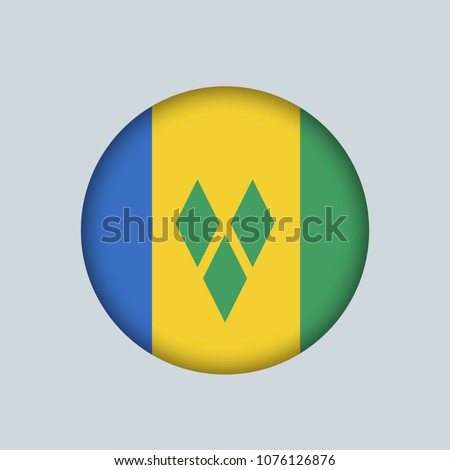 Vector illustration flag of Saint Vincent icon, Round national flag of Saint Vincent.