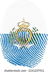 Vector illustration of the flag of San Marino in the shape of a fingerprint