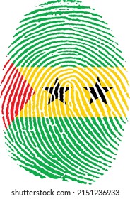 Vektorgrafik der Flagge von São Tomé und Principe in Form eines Fingerabdrucks