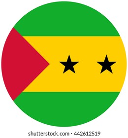 Vector illustration flag of Sao Tome icon. Round national flag of Sao Tome.