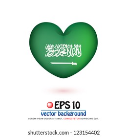 vector illustration of flag of Saudi Arabia in valentine heart shape