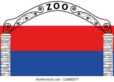 Vector Illustration of the flag of Serbia with a zoo entrance