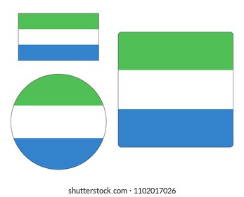 Vector illustration of Flag of Sierra Leone Set