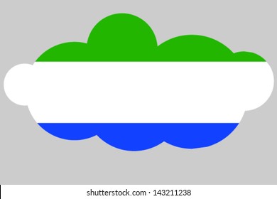 A vector illustration of the flag of Sierra Leone in the shape of a cloud