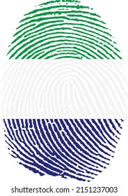 Vector illustration of the flag of sierra leone in the shape of a footprint