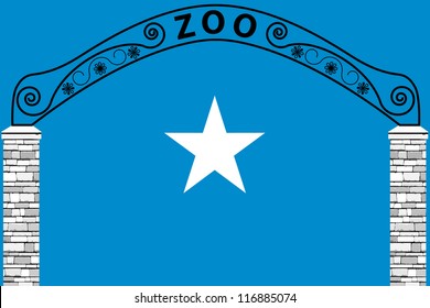 Vector Illustration of the flag of Somalia with a zoo entrance