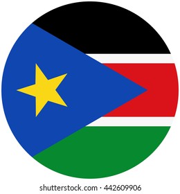 Vector illustration flag of South Sudan icon. Round national flag of South Sudan.