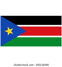 Vector illustration flag of South Sudan icon. Rectangle national flag of South Sudan. South Sudan flag button