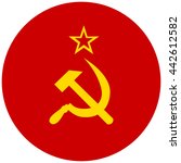 Vector illustration flag of Soviet Union icon. Round national flag of Soviet Union.