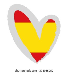 Vector Illustration. The flag of Spain in heart shape.