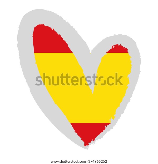 Vector Illustration Flag Spain Heart Shape Stock Vector (Royalty Free ...