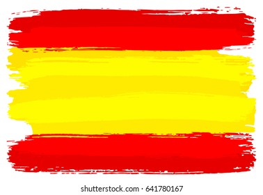 vector illustration of a flag of Spain painted with brush strokes