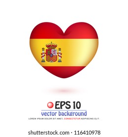vector illustration of flag of Spain in valentine heart shape