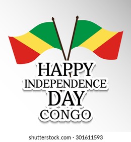 Vector illustration of a Flag and stylish text for Congo Independence Day.