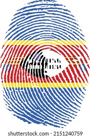 Ilustración vectorial de la bandera de swazilandia en forma de huella dactilar