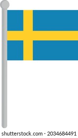 Vektorgrafik der Flagge von Schweden auf einem Pol