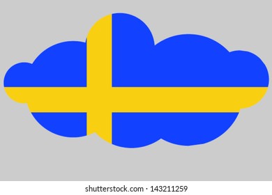 A vector illustration of the flag of Sweden in the shape of a cloud