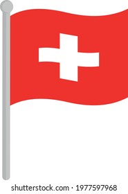 Vector illustration of the flag of Switzerland on a pole