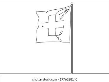 Vector Illustration Flag of Switzerland.vector line - continuous line drawing