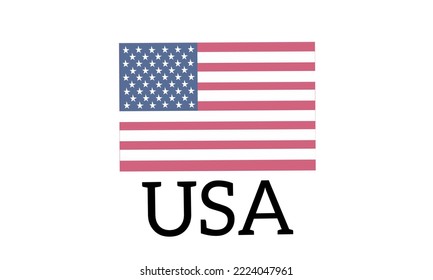 Vector illustration of the flag or symbol of the United States of America or USA, with the label USA under the flag. for booklet, flyer, magazine, poster, brochure, banner isolated on white background