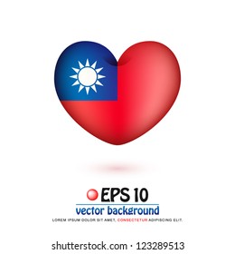 vector illustration of flag of Taiwan in valentine heart shape