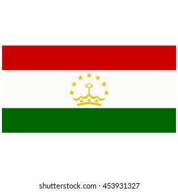 Vector illustration flag of Tajikistan icon. Rectangle national flag of Tajikistan. Tajikistan flag button