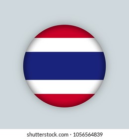 Vector illustration flag of Thailand icon, Round national flag of Thailand.