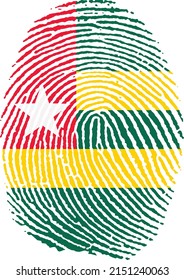 Ilustración vectorial de la bandera del Togo en forma de huella dactilar